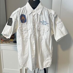 White Short Sleeve Button-Up Shirt